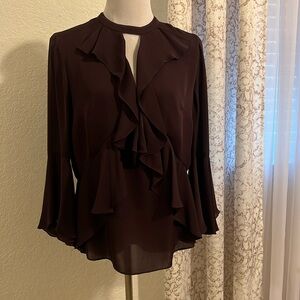 Real silk ruffle blouse
